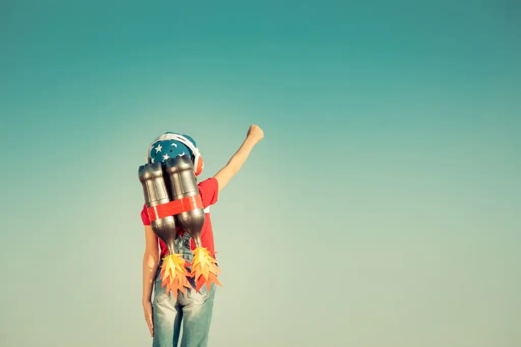 Kid playing with jet pack